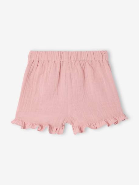 Pack of 2 baby shorts, 1 plain + 1 printed rose 