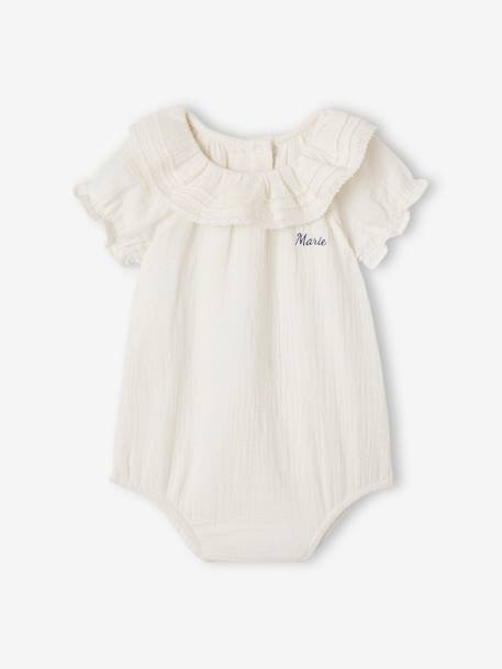 Baby bodysuit with a frilled collar ecru 