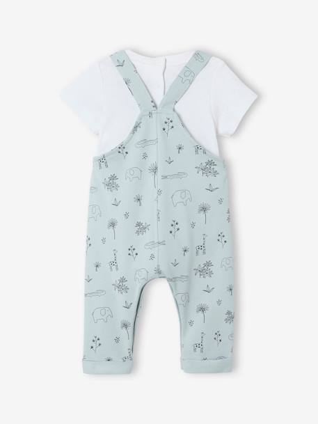 3-piece baby outfit: dungarees + bodysuit + scarf blue 