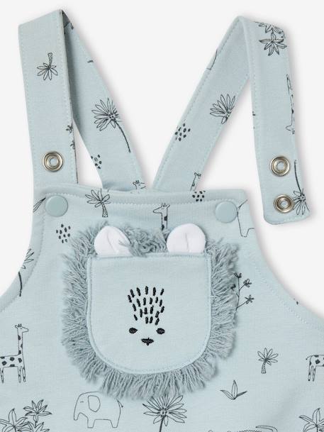 3-piece baby outfit: dungarees + bodysuit + scarf blue 