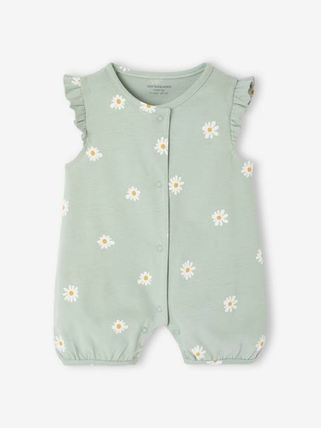 Pack of 2 floral baby sleepsuits sage green 