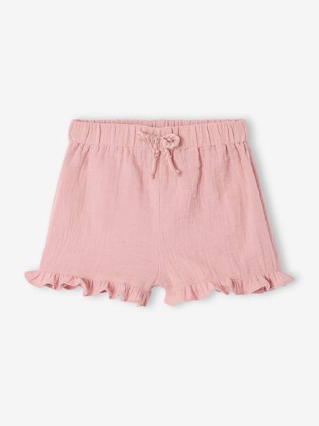 Pack of 2 baby shorts, 1 plain + 1 printed rose 