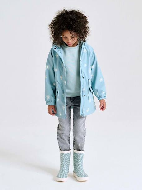 Hooded Raincoat with Magical Motifs for Girls blush+GREEN MEDIUM ALL OVER PRINTED+pale pink+rose+sky blue 