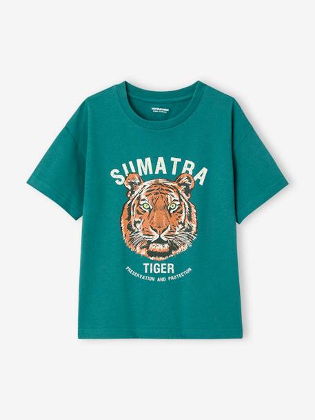 Tiger print T-shirt for boys fir green 