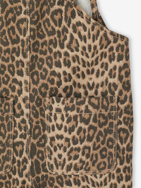 Printed dungarees for girls beige 