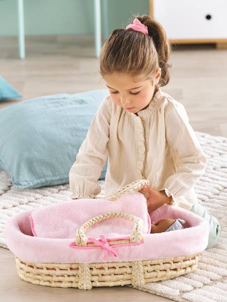 Moses basket and cuddly toy set for 36/42 cm COROLLE baby dolls rose 