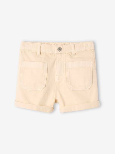 Girls' shorts with patch pockets rose+vanilla 