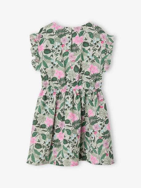 Printed Cotton Gauze Dress for Girls sage green 
