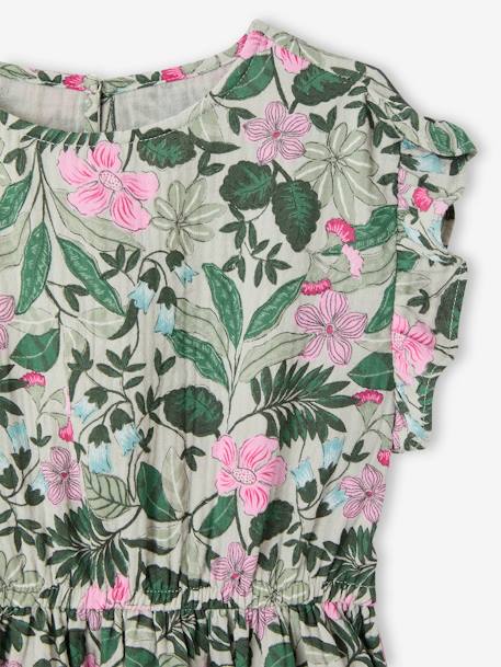 Printed Cotton Gauze Dress for Girls sage green 