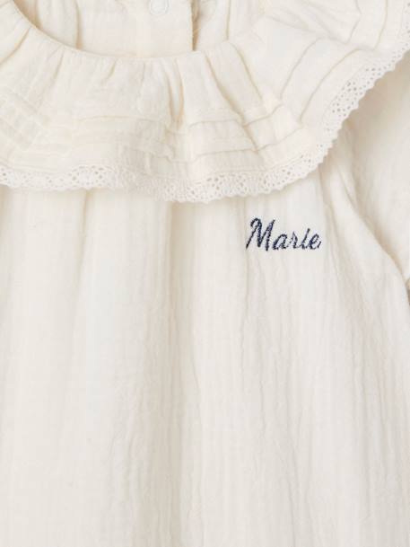 Baby bodysuit with a frilled collar ecru 