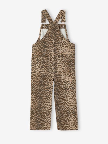 Printed dungarees for girls beige 