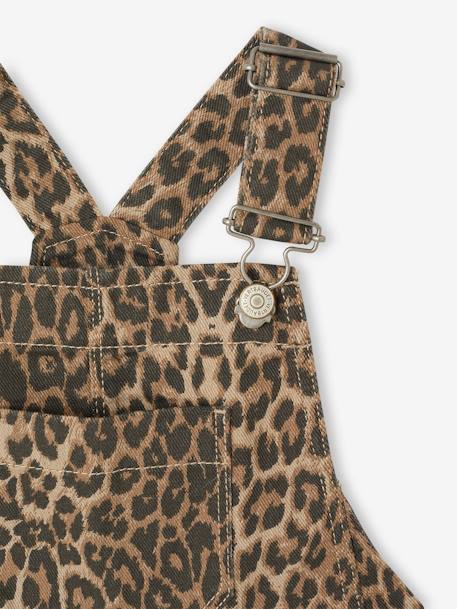 Printed dungarees for girls beige 