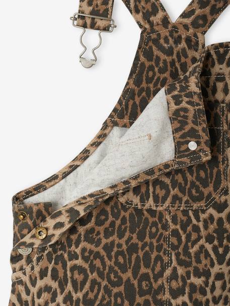 Printed dungarees for girls beige 