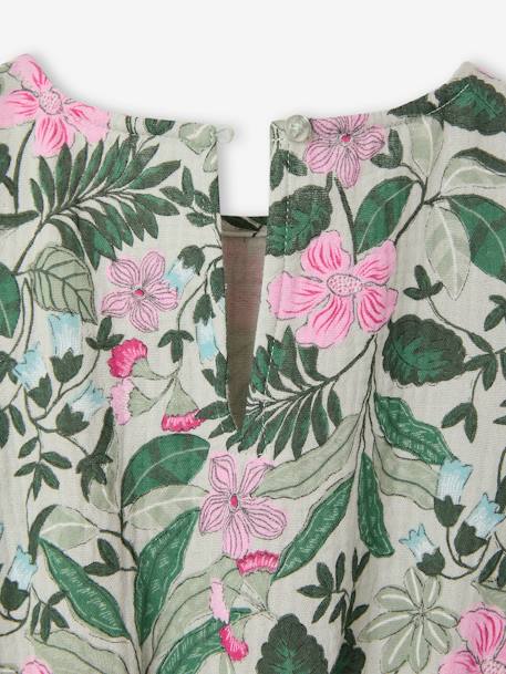 Printed Cotton Gauze Dress for Girls sage green 