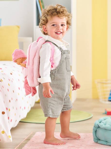 Pink Plush Baby Doll Carrier Backpack, COROLLE rose 