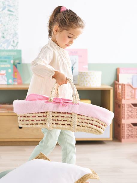 Moses basket and cuddly toy set for 36/42 cm COROLLE baby dolls rose 
