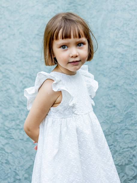 Embroidered Sarah dress for girls - Plume occasion wear - CYRILLUS ecru 