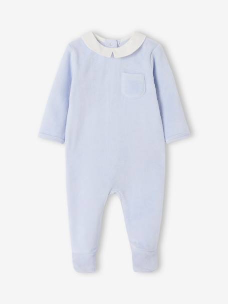 Velour Sleepsuit, ENVIE DE FRAISE sky blue 