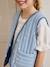 Gingham embroidered CYRILLUS girl's sleeveless quilted jacket chequered blue 