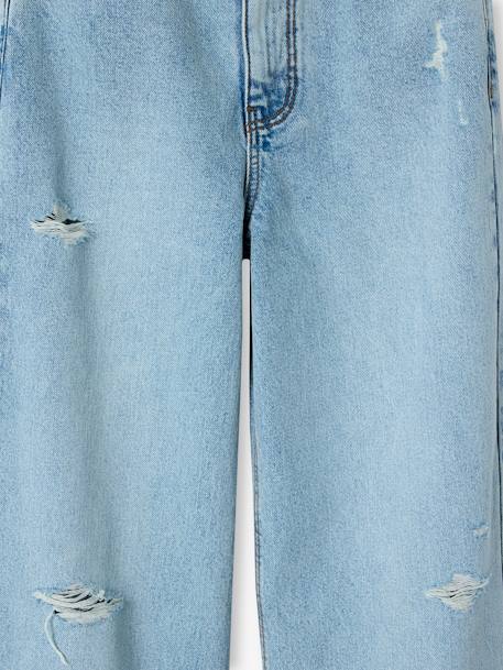Distressed Wide-Leg Jeans for Girls, JONEN light blue+medium blue 