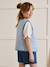 Gingham embroidered CYRILLUS girl's sleeveless quilted jacket chequered blue 