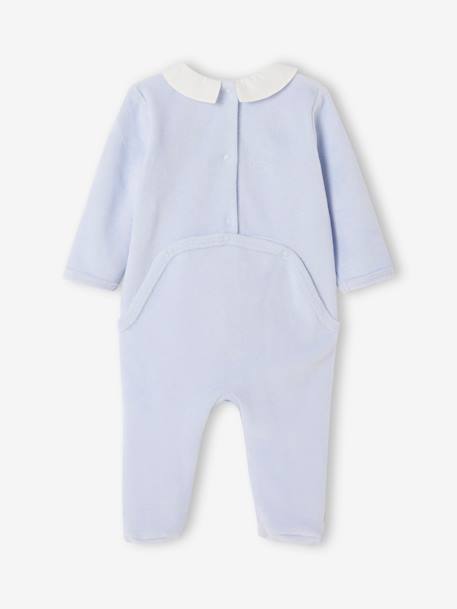 Velour Sleepsuit, ENVIE DE FRAISE sky blue 