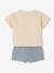 Baby Outfit: Striped Linen-Look Shirt + Gauze Shorts grey blue 
