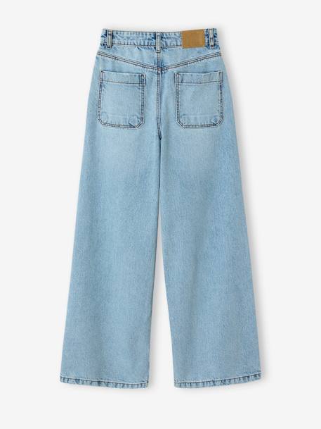 Distressed Wide-Leg Jeans for Girls, JONEN light blue+medium blue 