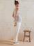 Straight Leg Maternity Trousers in Cotton Gauze sandy beige 