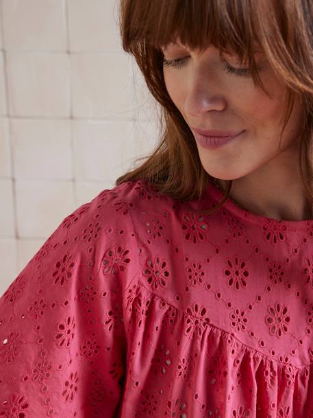 Blouse in Broderie Anglaise for Maternity raspberry pink 