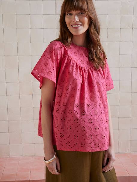Blouse in Broderie Anglaise for Maternity raspberry pink 