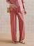 Plain Wide-Leg Linen-Effect Trousers for Maternity tomato red 