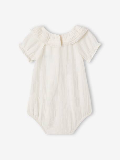 Baby bodysuit with a frilled collar ecru 
