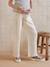 Straight Leg Maternity Trousers in Cotton Gauze sandy beige 
