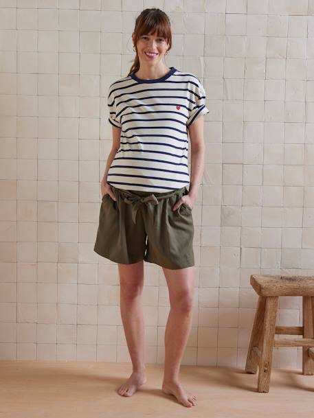 Lyocell Shorts with Belly Band for Maternity khaki 