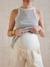 Straight Leg Maternity Trousers in Cotton Gauze sandy beige 