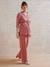 Plain Wide-Leg Linen-Effect Trousers for Maternity tomato red 