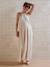 Long Wrap-Over Maternity Dress in Crêpe Fabric golden beige 