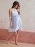 Striped Seersucker Nightie with Fine Straps, for Maternity pale blue 