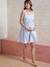 Striped Seersucker Nightie with Fine Straps, for Maternity pale blue 