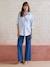 Striped Poplin Blouse for Maternity & Nursing pale blue 