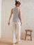 Straight Leg Maternity Trousers in Cotton Gauze sandy beige 