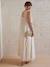 Long Wrap-Over Maternity Dress in Crêpe Fabric golden beige 
