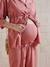 Plain Wide-Leg Linen-Effect Trousers for Maternity tomato red 