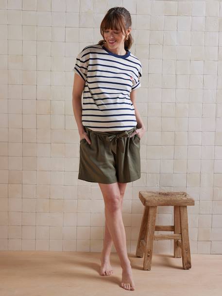 Lyocell Shorts with Belly Band for Maternity khaki 