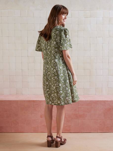 Loose-Fitting Short Maternity Dress With Print olive 