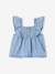 Lightweight Denim Blouse With Frilled Short Sleeves for Babies bleached denim 