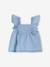 Lightweight Denim Blouse With Frilled Short Sleeves for Babies bleached denim 