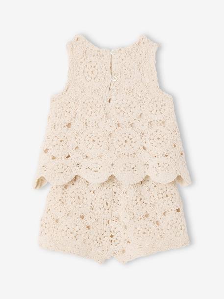 Top + Shorts Set in Macramé for Babies vanilla 