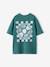 T-Shirt with Front/Back Motif, Faded Effect, JONEN aqua green+ecru 